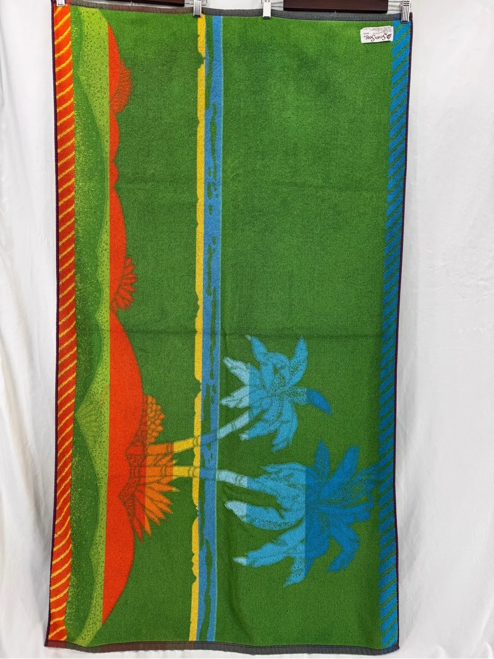 Vintage Seven Seas Tropical Palm Tree Beach Towel Retro Kitsch 70s/80s